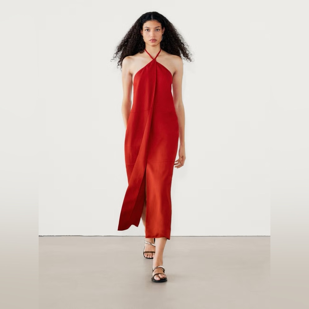Massimo Dutti ~ Halter Midi Dress - Picture 3 of 9